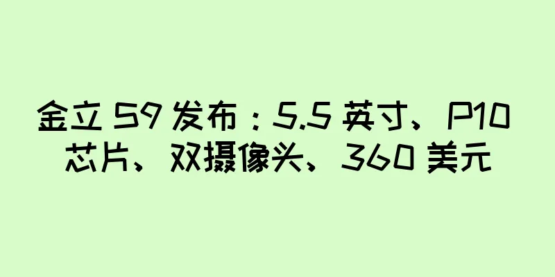 金立 S9 发布：5.5 英寸、P10 芯片、双摄像头、360 美元