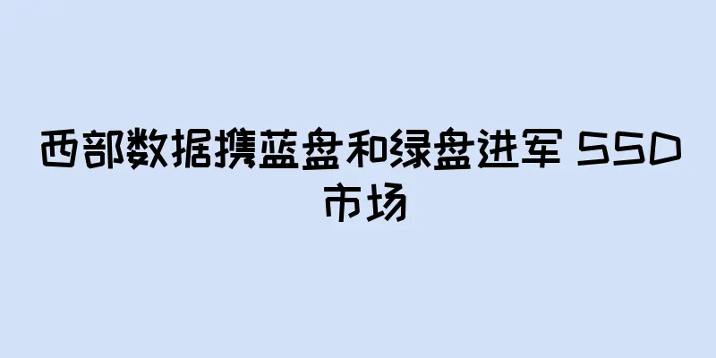 西部数据携蓝盘和绿盘进军 SSD 市场