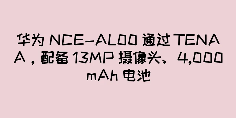 华为 NCE-AL00 通过 TENAA，配备 13MP 摄像头、4,000mAh 电池